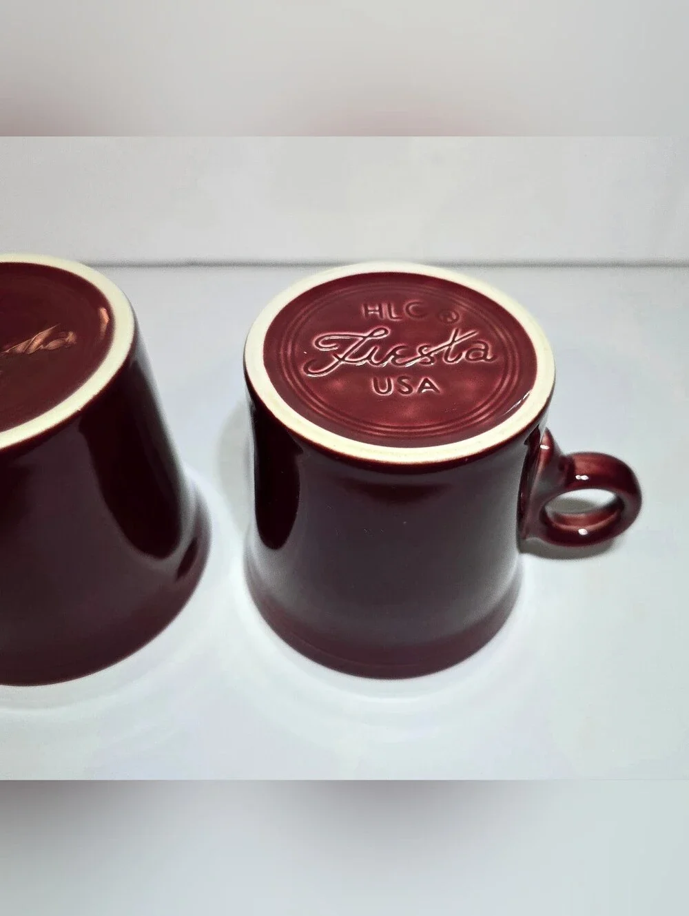 HLC Fiesta Cinnabar O-Ring Mug Set of 4 Retired Ceramic Fiestaware Cups